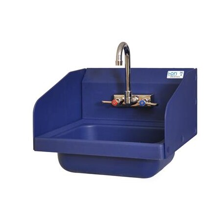 Bk Resources ION TM Blue Antimicrobial Hand Sink W/Side Splashes, EVO 4" Faucet APHS-W1410-SSBE